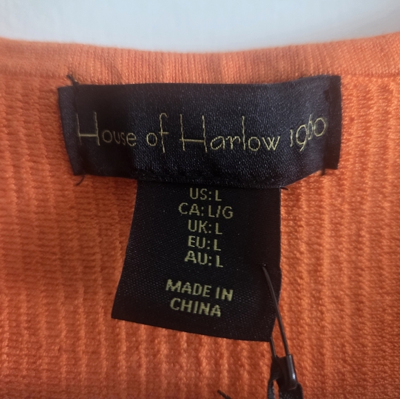 HOUSE OF HARLOW 1960 Crop Top Ribbed Knit Luxe Essentials Stretch NWT Size L - Picture 2 of 5